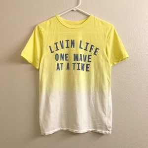 GAP Yellow & White Ombré Livin Life One Wave At A Time Graphic T-Shirt